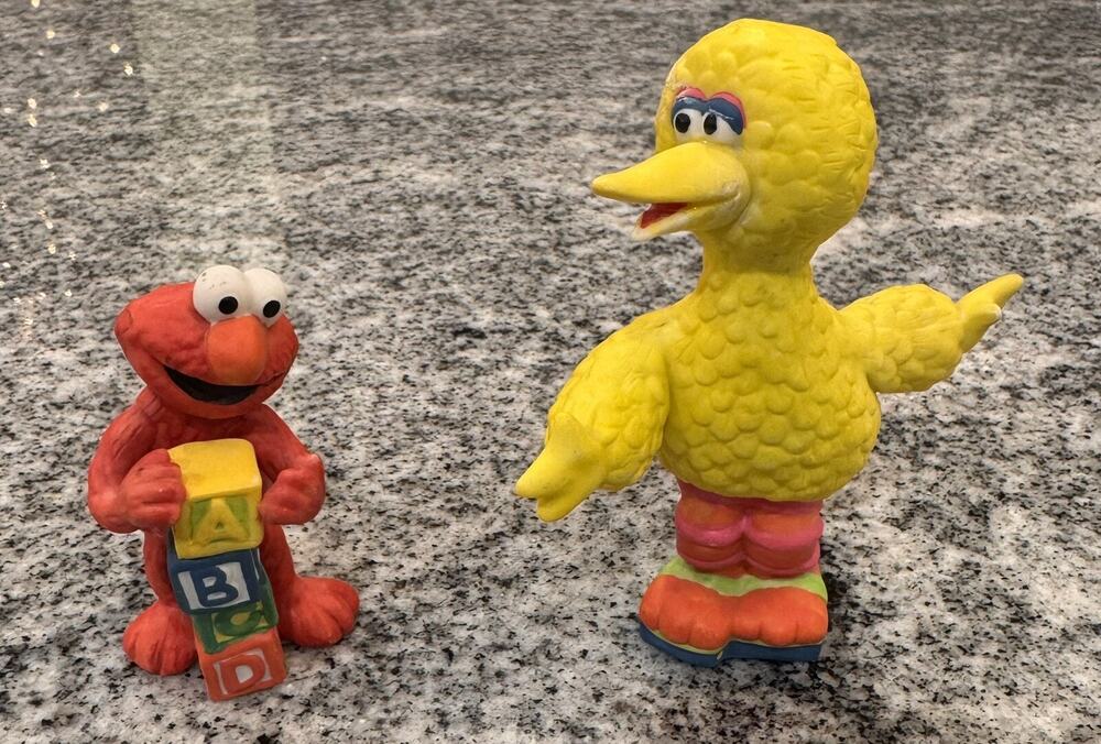 VINTAGE 1993 Sesame Street/Enesco BIG BIRD & ELMO Ceramic Figures/Figurines-READ